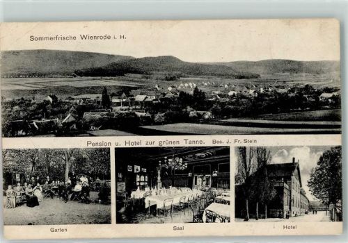 Wienrode 1910 Hotel zur grünen Tanne Saal Garten Soldatenbrief-Stempel