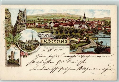Kötzting 1900 Rauchröhren v. Osten Ludwigsturm Keitersberg