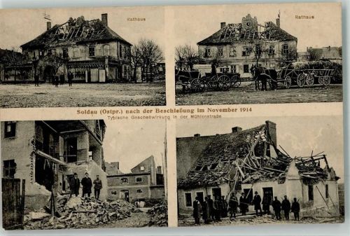 Soldau 1914 Rathaus Beschießung Mühlenstraße
