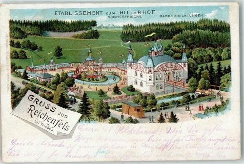 Reichenfels 1901 Bahnpost Weida Mehltheuer Zug 2252 8.7.01 Gasthaus Etablissement zum Ritterhof