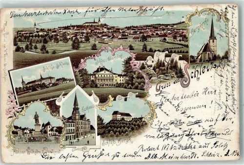 Schleiz 1898 Schloss Schleiz Schloss Ebersdorf Rathaus Kaiser Wilhelm I. Denkmal Rathaus Schloss Burgk Bergkirche Hirsche