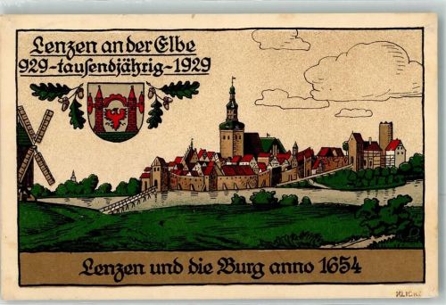 Lenzen Tausendjahrfeier Wappen Windmühle 1929