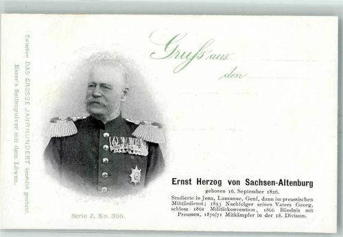 1900 Ernst Herzog von Sachsen-Altenburg mit Orden AK
