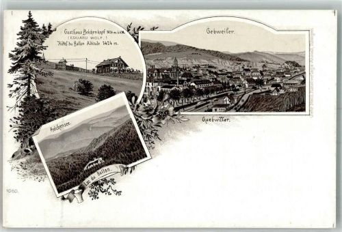 68500 Guebwiller Gebweiler Gebrauchsspuren Gasthaus Belchenkopf Eduard Wolf Belchensee Lithographie Vorläufer