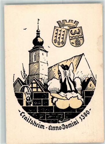 74564 W7180 Crailsheim 1380 Lithographie Wappen