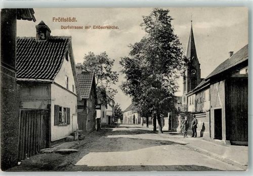 Fröttstädt Bahnpost Berlin Eisensch Zug 861 8.8.16 Dorfstraße mit Erlöserkirche