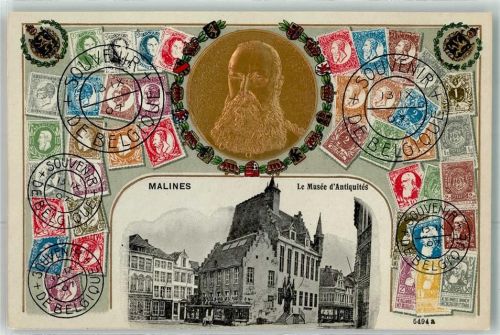 Malines Briefmarkencollage Musee d`Antiquites