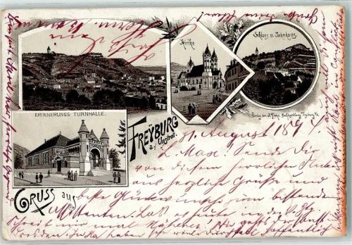 Freyburg 1894 Erinnerungs Turnhalle Kirche Schloss Jahnhaus Vorläufer