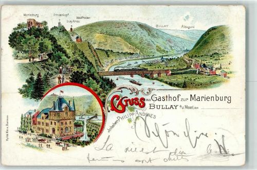 Bullay 1898 Marienburg Prinzenkopf Waldfrieden Burg Arras Adelgrund Gasthaus zur Marienburg