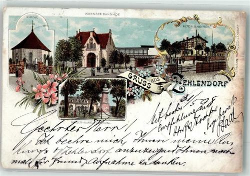 Zehlendorf 1898 Wannseebahnhof Alter Bahnhof Kaiser Wilhelm Denkmal