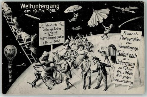Weltuntergang 19. Mai 1910 Rettungs-Leiter Fotoapparat Off. Erinnerungskarte an den Untergang der Welt Dessin 4