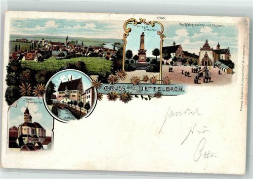 Dettelbach 1900 Kriegerdenkmal Wallfahrtskirche Kloster Rathaus Stadt-Pfarrkirche