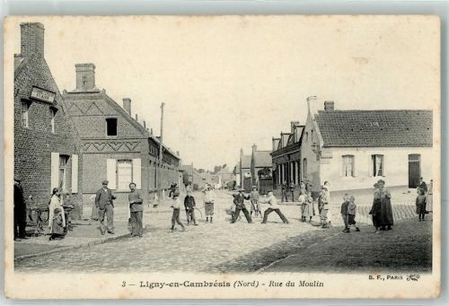 Ligny-en-Cambresis 1915 Rue de Moulin Kind mit Rad