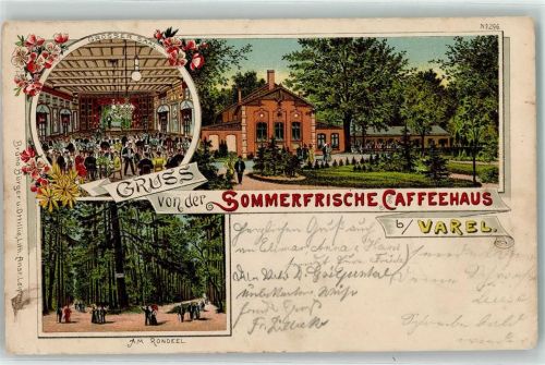 26316 W2930 Varel , Jadebusen 1903 Lithographie Sommerfrische Gasthaus Kaffeehaus am Rondeel