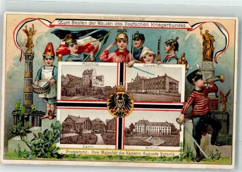 Sammel Postkarte des Kriegerbundes Patriotik WK I Schwarz-Weiß-Rot Spende 1907 Gebrauchsspuren