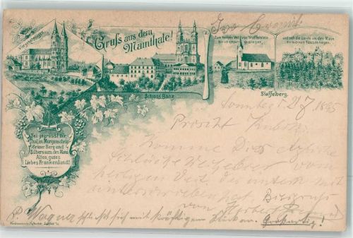 96231 W8623 Banz , Oberfr 1895 Lithographie Vorläufer Vierzehnheiligen Schloß Banz Kapelle Ort lt. Stempel