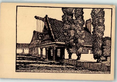 W5000 Köln Stadt Lehrschmiede im Niederrheinsichen Dorf der Deutschen Ausstellung 1914 Serie III Nr 2 Deutscher Werkbund