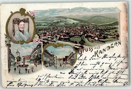 Kandern 1899 Volkstracht Marktplatz