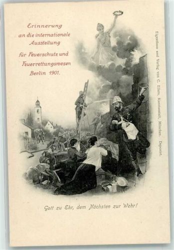 Berlin Mitte 1901 Ausstellung für Feuerschutz - Rettung eines Kindes AK