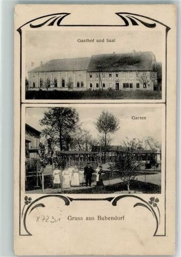 04654 O7231 Bubendorf 1909 Gebrauchsspuren Gasthaus Saal Garten