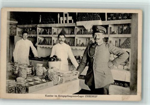 O5807 Ohrdruf Kantine Innenansicht im Kriegsgefangenen Lager , schöne AK Kriegsgefangener