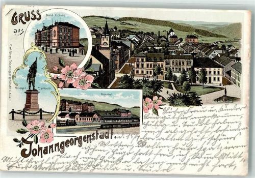 Johanngeorgenstadt 1906 Kriegerdenkmal Neue Schule Bahnhof