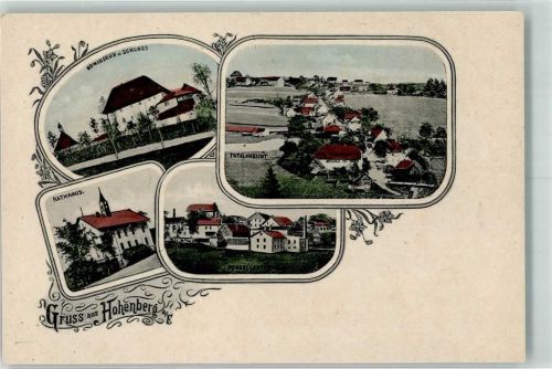 95691 W8591 Hohenberg a d Eger Lithographie Königsruh Schloß Rathaus Porzellanfabrik
