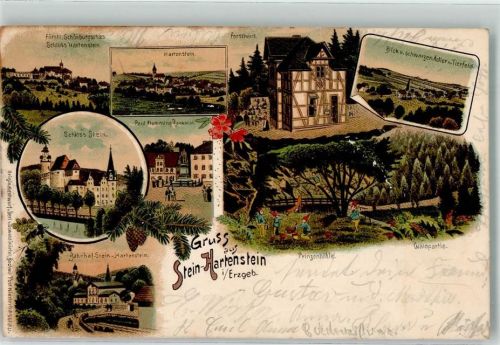 Hartenstein 1901 Schloß Stein Bahnof Stein Forsthaus Prinzenhöhle Zwerge