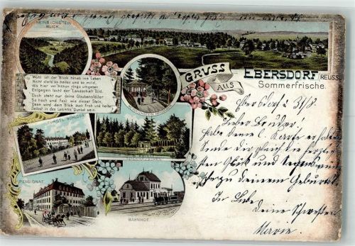 Ebersdorf 1899 Gedicht Heinrichstein Fürstl. Schloß Pensionat