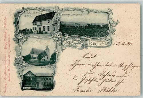 Olbersleben 1899 Gasthof Zum goldenen Stern Kirche Schule