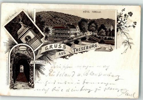 Treseburg 1896 Vorläufer Hotel Forelle Pfeil-Denkmal Wilhelms-Blick