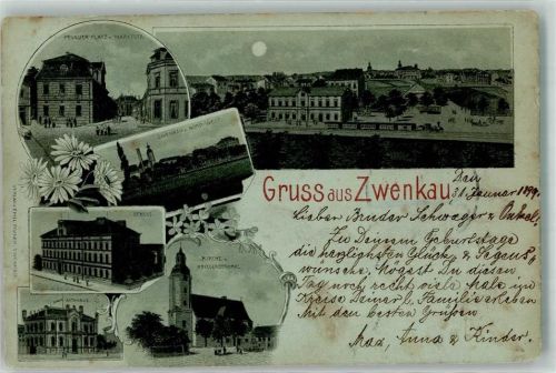 Zwenkau 1899 Pegauer Platz Marktstraße Schule Rathaus Kirche Kriegerdenkmal