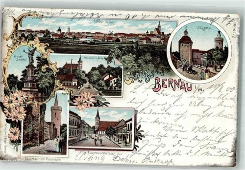 Bernau 1900 Kronprinzen Allee Stadtmauer Pulverturm Kriegerdenkmal Königstor