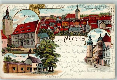 Mücheln 1908 Gasthaus Deutscher Hof Schützenhaus Rathaus