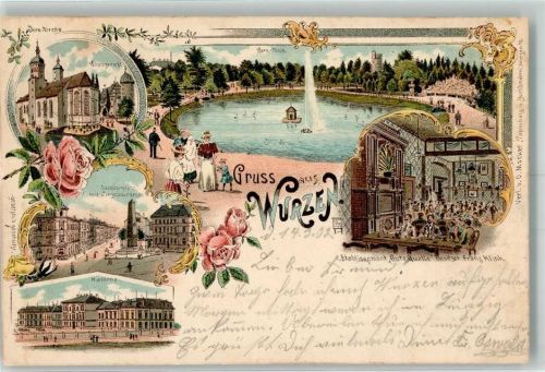 Wurzen 1902 Rosen Kaserne Wettinerplatz Amtsgericht Park-Teich