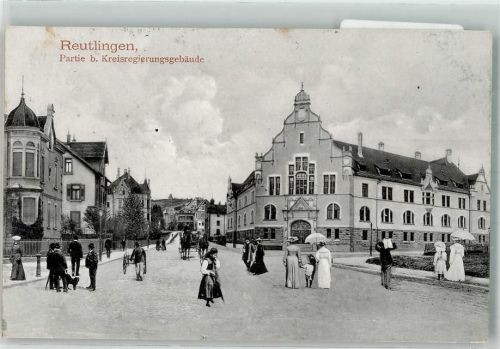 72760 W7410 Reutlingen 1905 Fotomontage AK Kreisregierungsgebäude