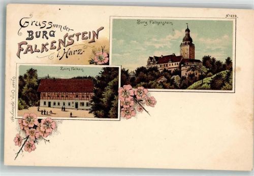 06333 O4271 Pansfelde Lithographie Burg Falkenstein Gasthaus Zum Falken