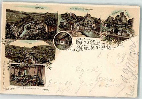 Idar-Oberstein 1897 Neues Schloß Felsenkirche Achtschleiferei Fuhr's Hütte
