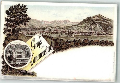 87509 W8970 Immenstadt i. Allgäu Lithographie Friedrichsbad