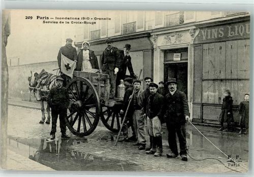 Paris Inondations 1910 Grenelle Service de la Croix-Rouge Kutsche Krankenschwester