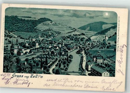 Zell 1900 Die Wiese Mondschein