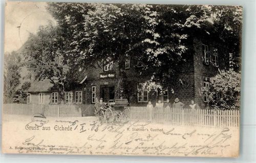22964 W2073 Eichede 1903 - Gasthaus Stahmer Kutschwagen Baumblüte