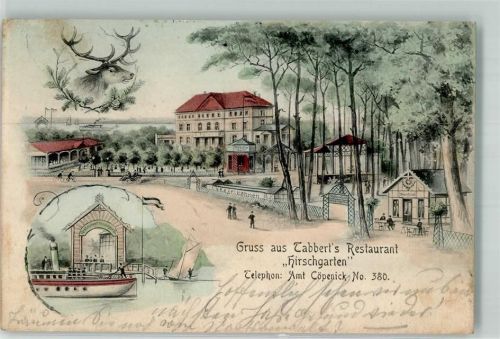 Köpenick Gasthaus "Hirschgarten" Garten Dampferanlegestelle Hirschkopf