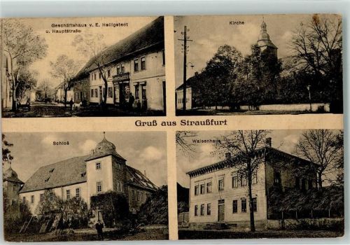 Straußfurt 1919 Schloß Geschäftshaus Heiligstedt Hauptstraße Waisenhaus Feldpost