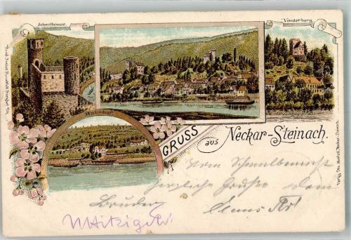 Neckarsteinach 1901 Bahnhof Vorderburg Schwalbennest