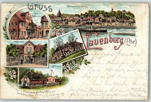 Lauenburg 1898 Elbe Salondampfer Schloß Hotel Ratskeller Biergarten zur Maxburg