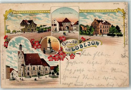 Löbejün 1900 Bahnhof Hallesches Tor Post Loewe-Denkmal