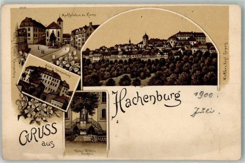 Hachenburg Marktplatz Kaiser Wilhelm-Denkmal Schloss Hachenburg