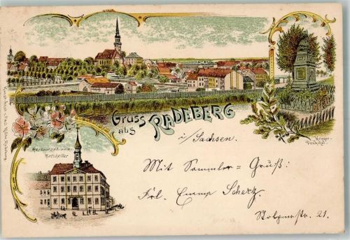 Radeberg 1899 Kriegerdenkmal Gasthaus zum Ratskeller