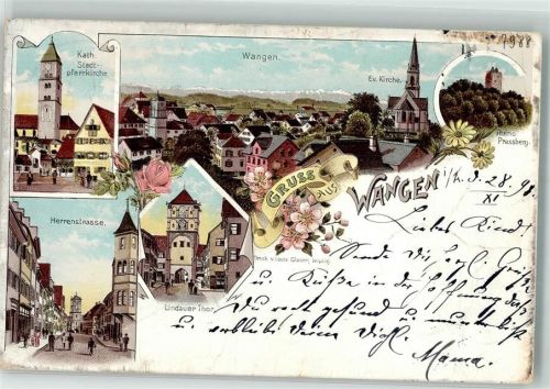 Wangen 1898 Kath. Stadtparrkirche Herrenstraße Lindauer Tor Ruine Prassberg